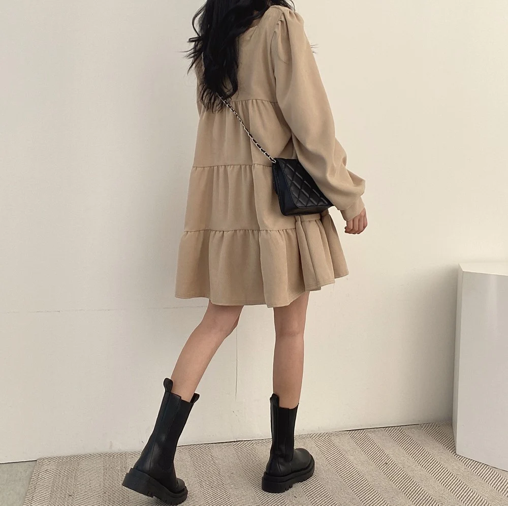 Beige Basic Tiered Dress - Image 2