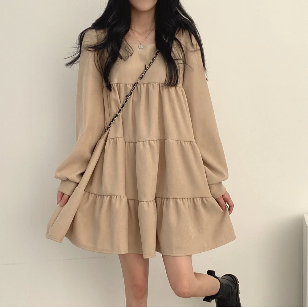 Beige Basic Tiered Dress - Image 3