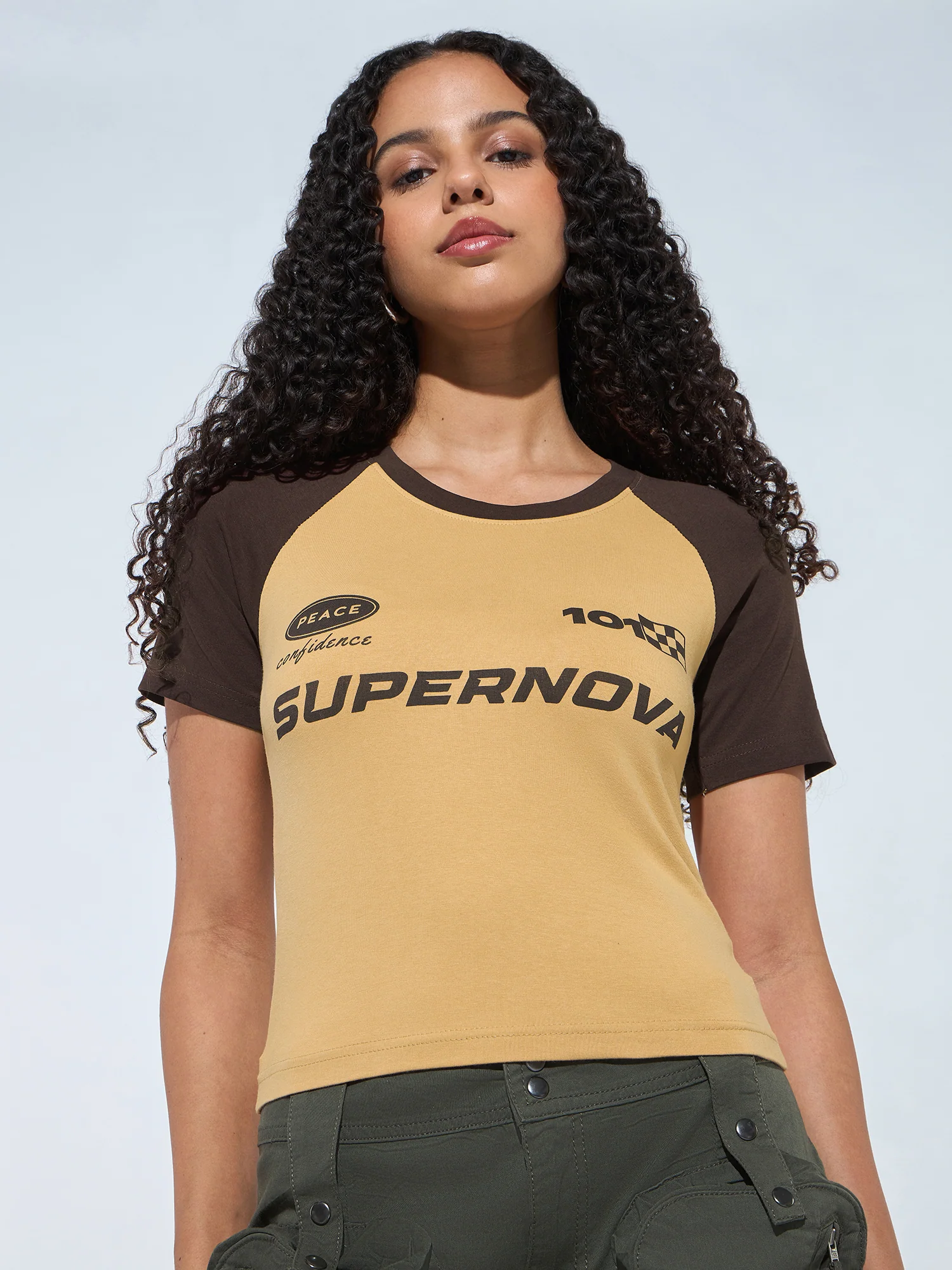 Beige Crew Neck Graphic Tshirt - Image 2
