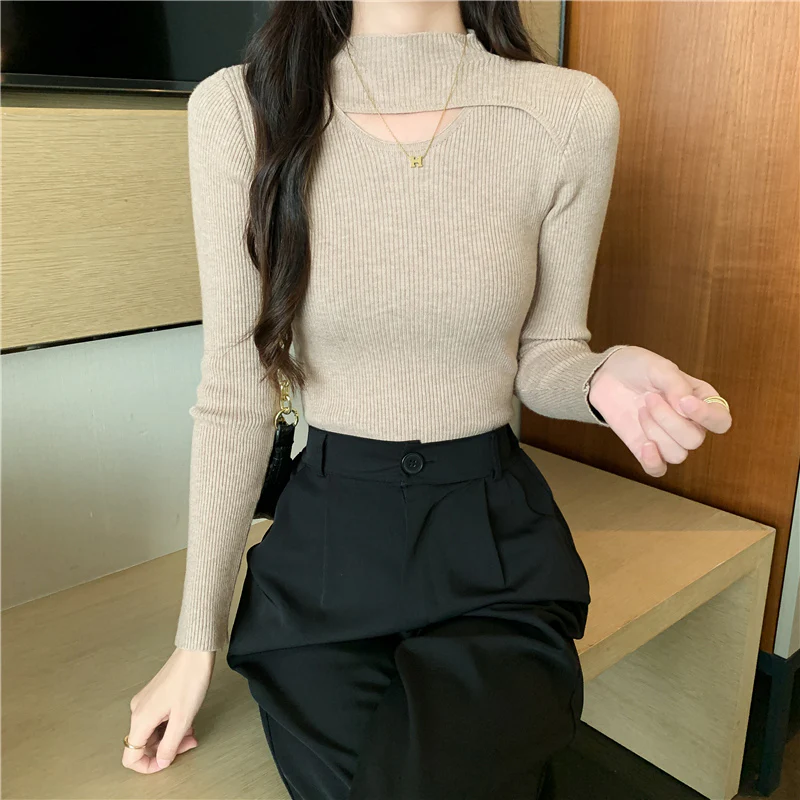 Beige Cut Out Flat Knit Top - Image 2