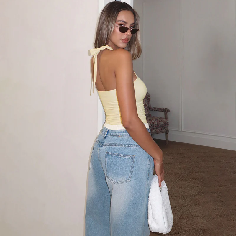Beige Halter Neck Tank Top - Image 2