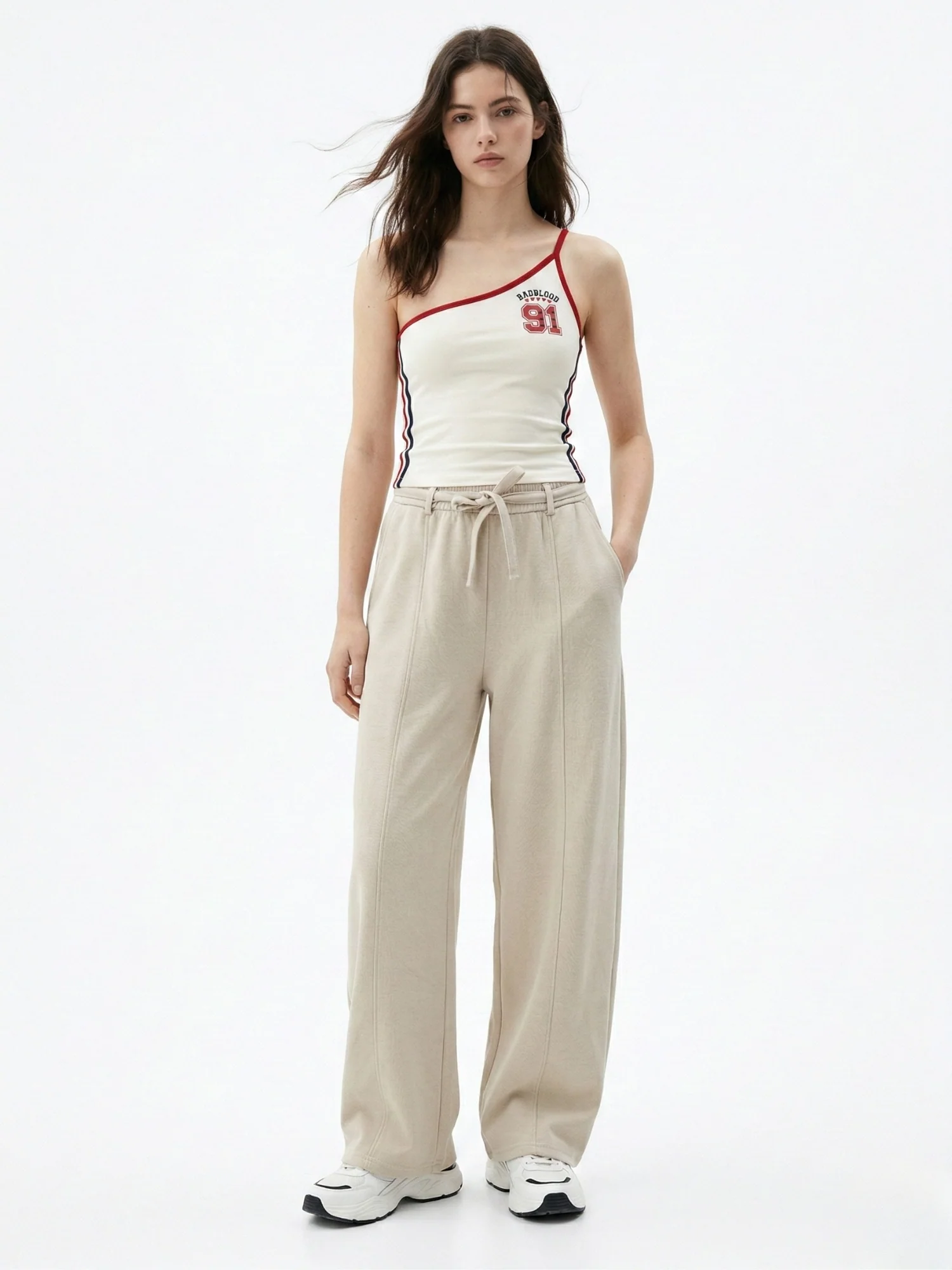 Beige High Waist Baggy Pant - Image 3