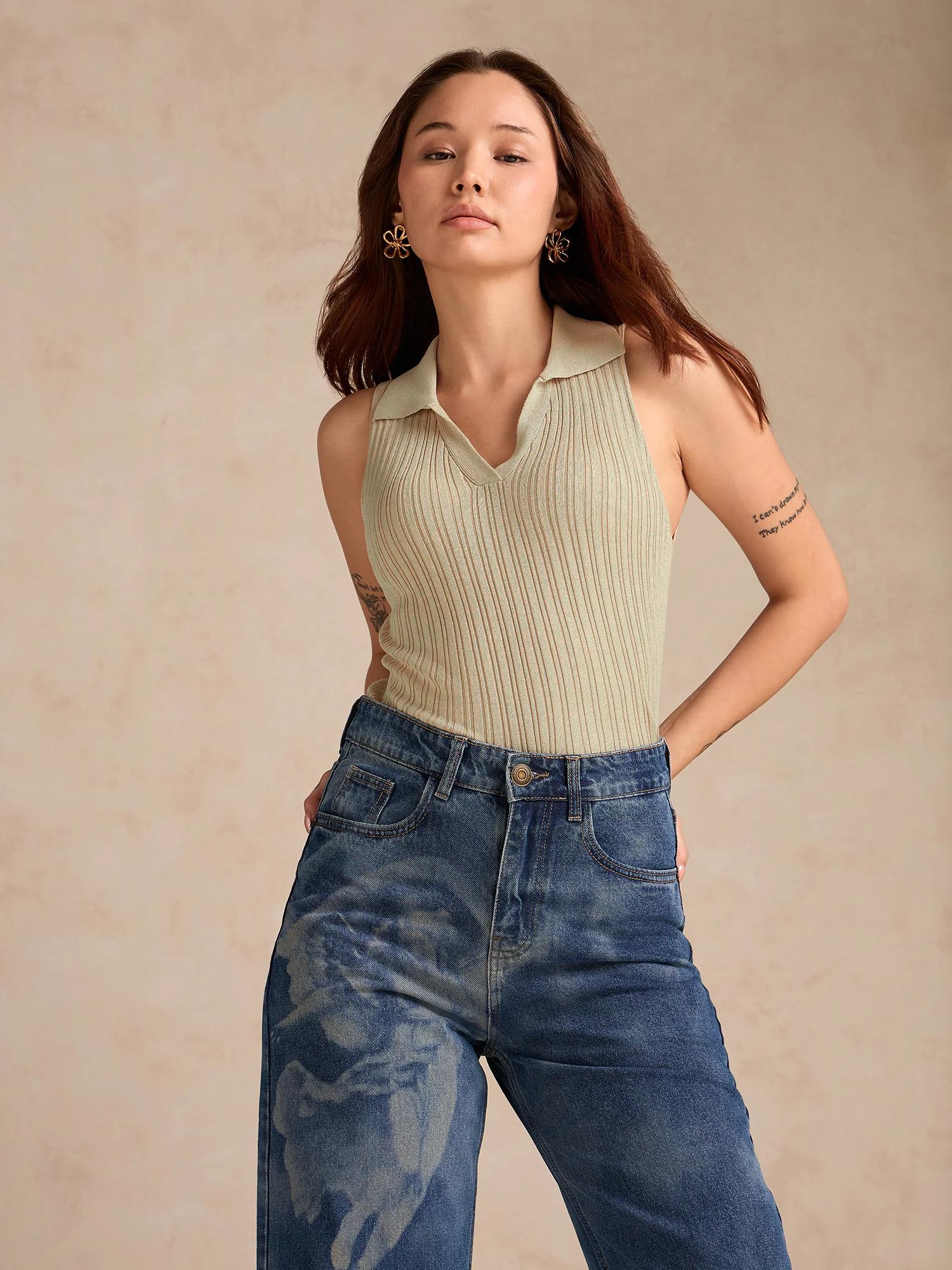 Beige Polo Flat Knit Tank - Image 6