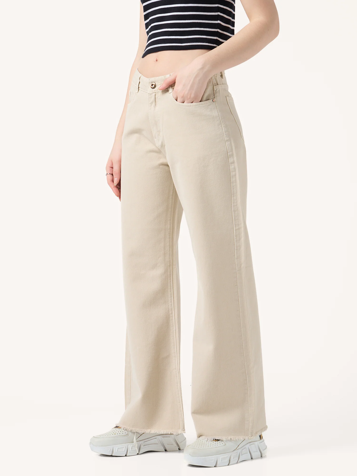Beige Straight Fit Jeans - Image 6
