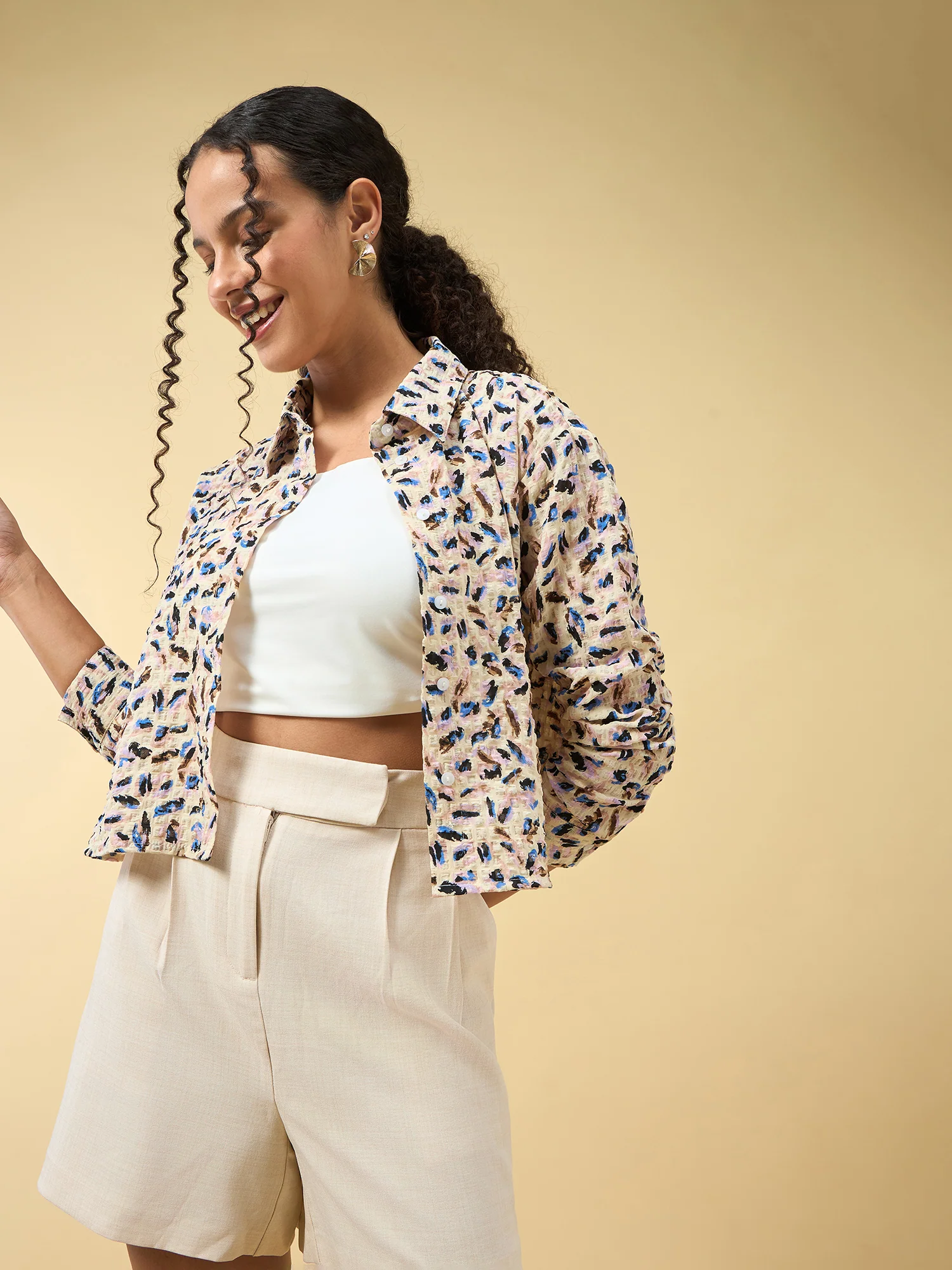 Beige Textured Shirt - Image 2