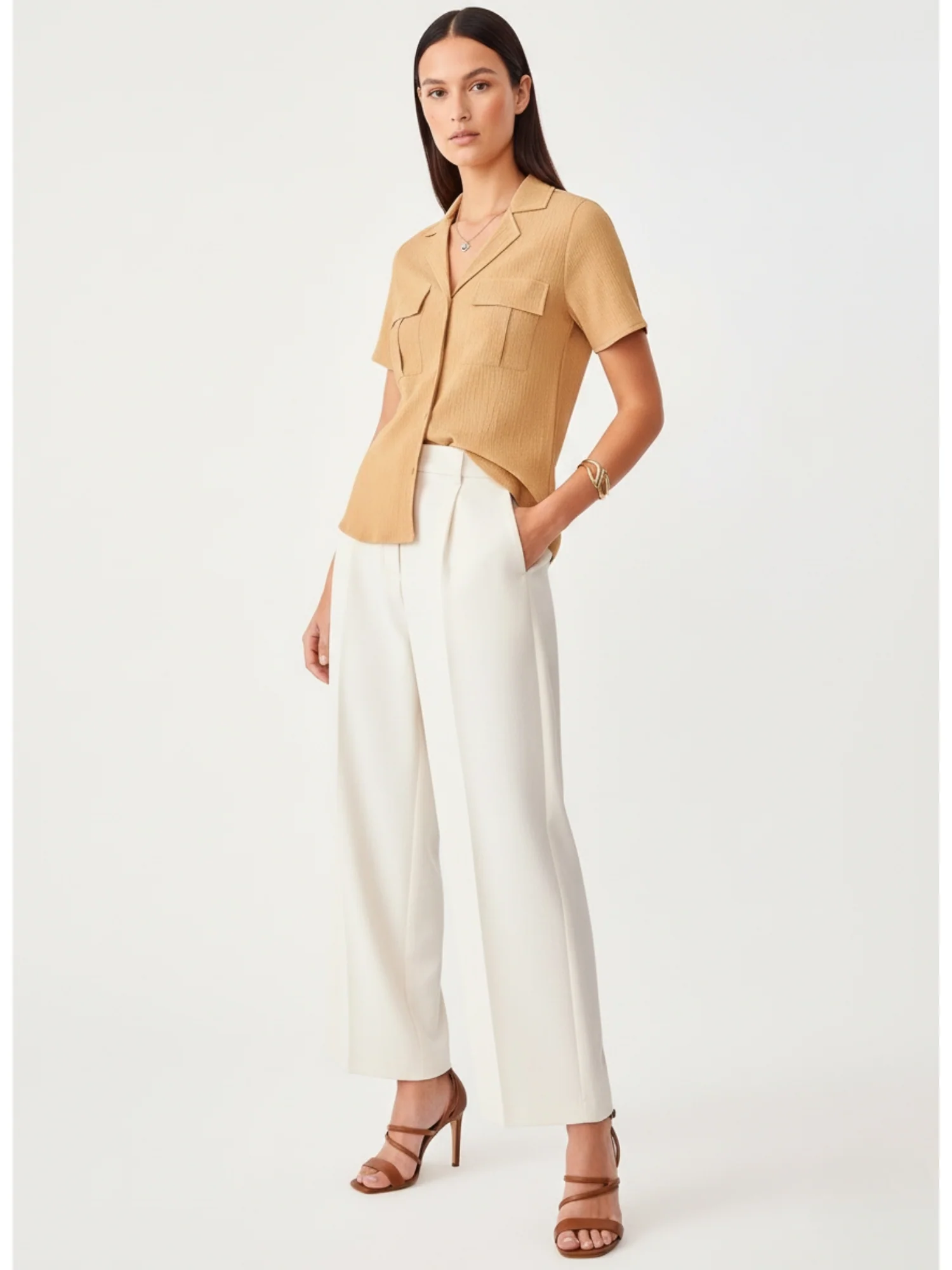 Beige Utility Detail Shirt - Image 4
