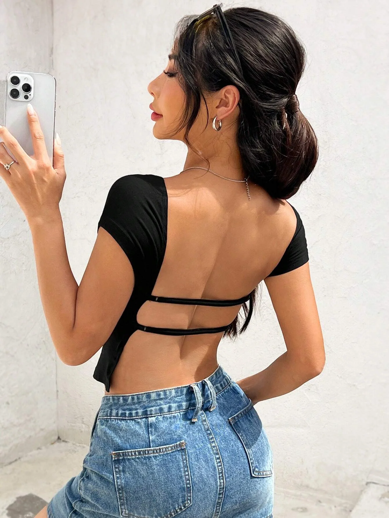 Black Backless Solid Top - Image 2