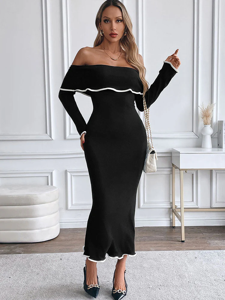 Black Bardot Maxi Dress