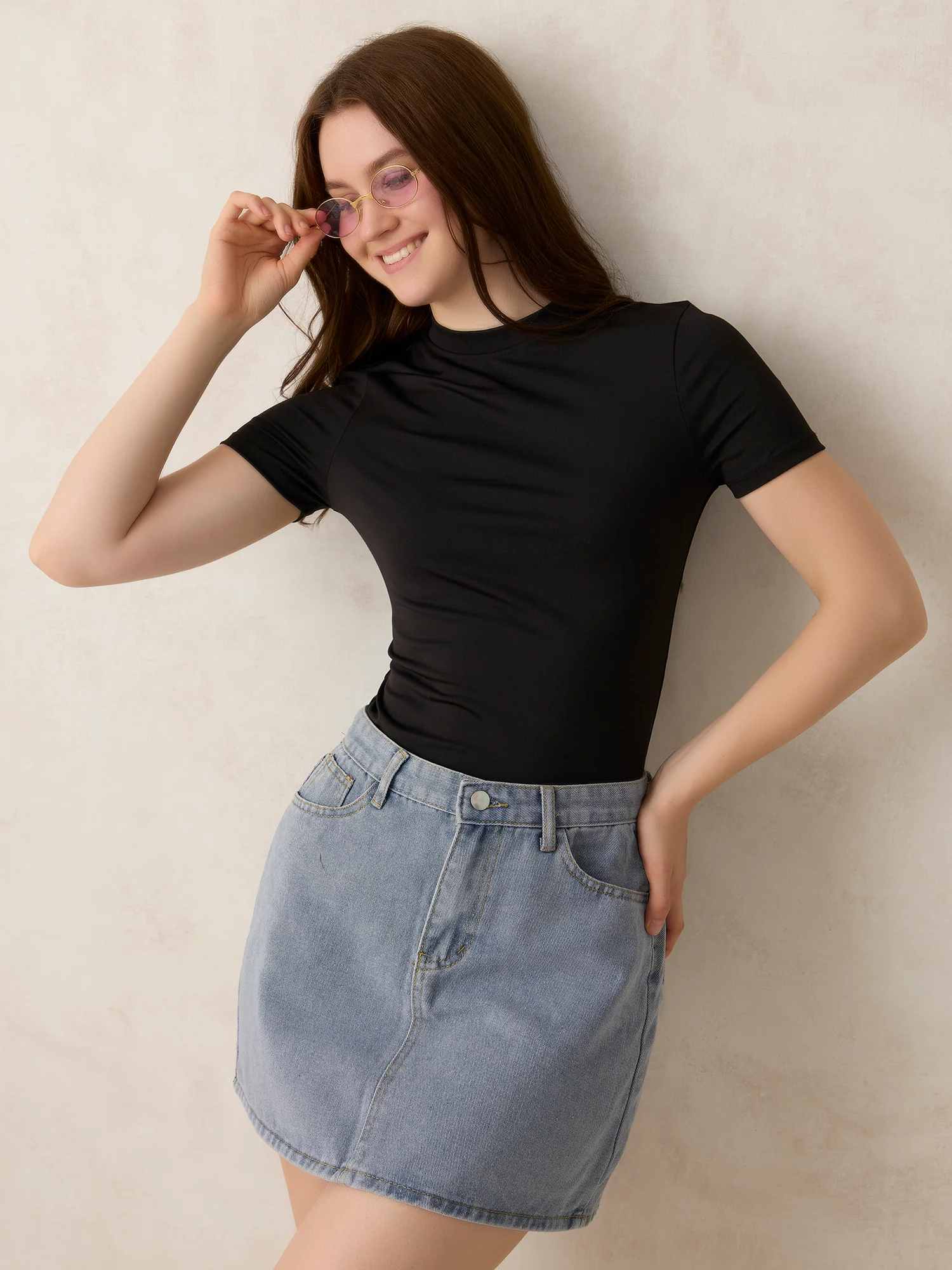 Black Basic Solid Bodysuit