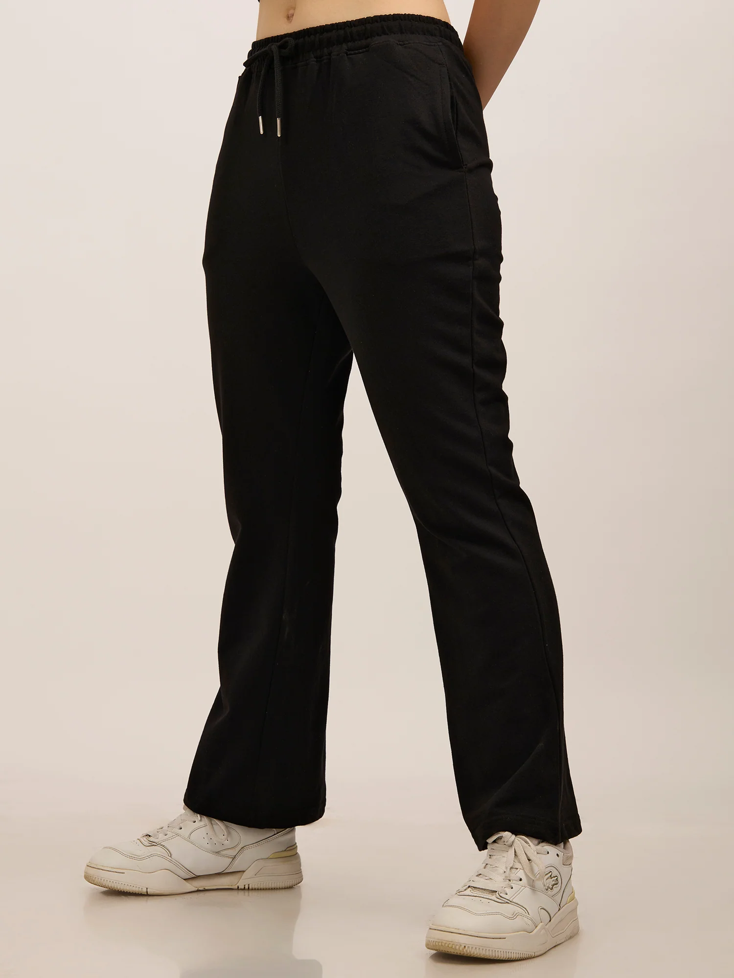 Black Basic Solid Flared Sweatpants - Image 3