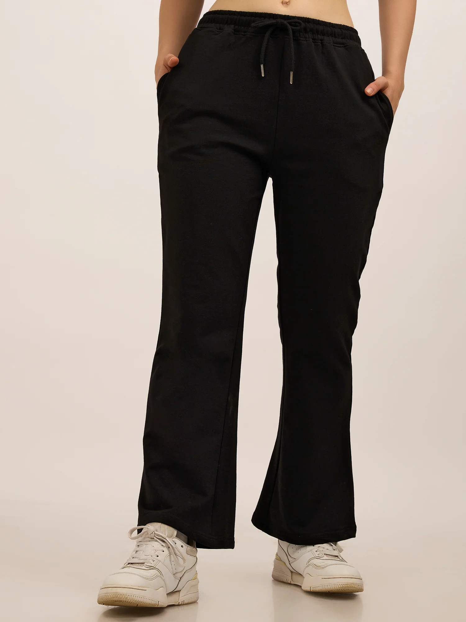 Black Basic Solid Flared Sweatpants - Image 4