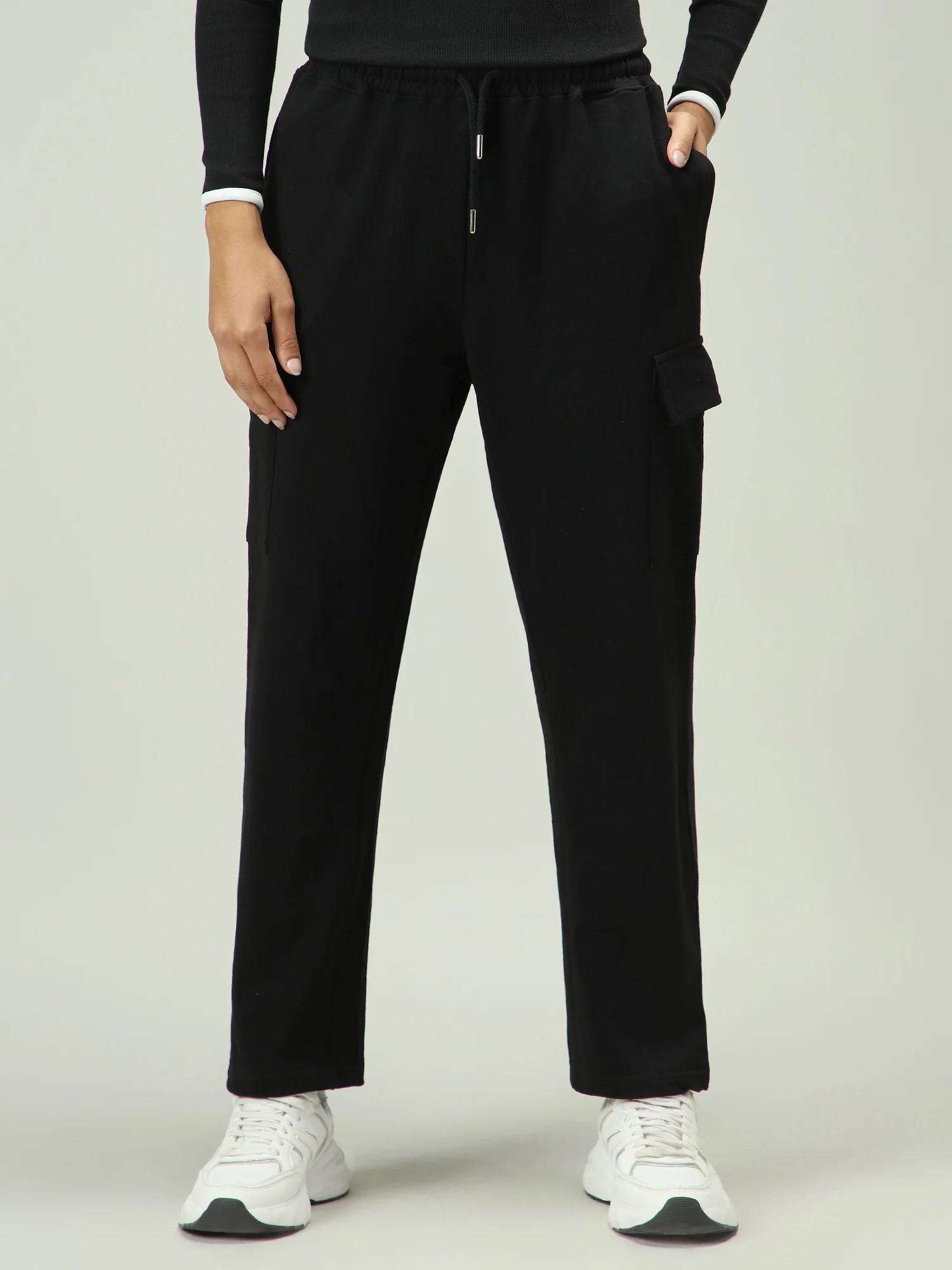 Black Cargo Pocket Wide Leg Sweatpants
