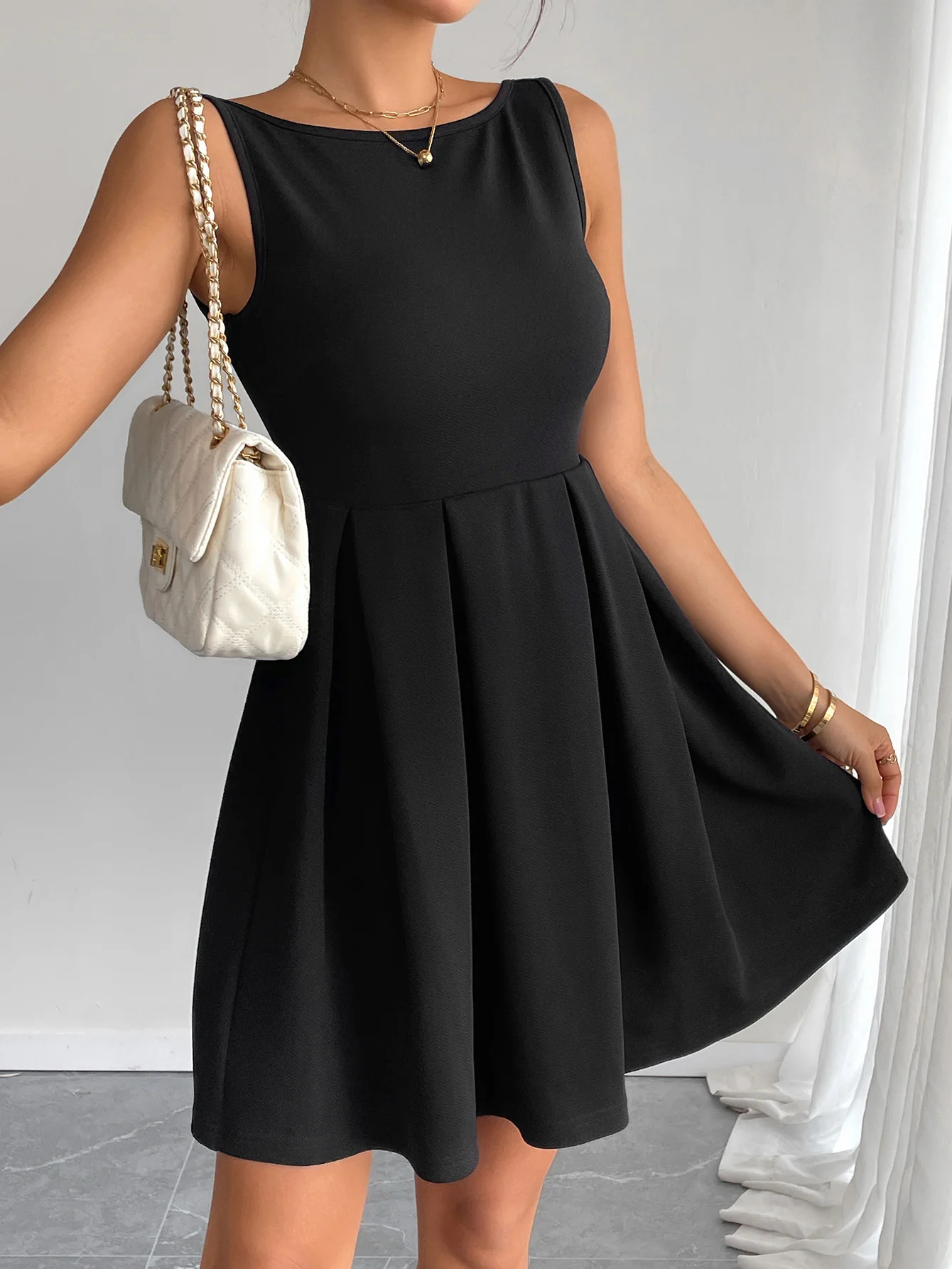 Black Chic Back Strap Backless Dress - Image 5
