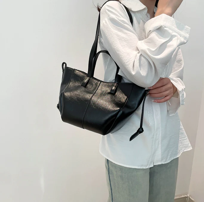Black Classic Structured Shopper - Image 2