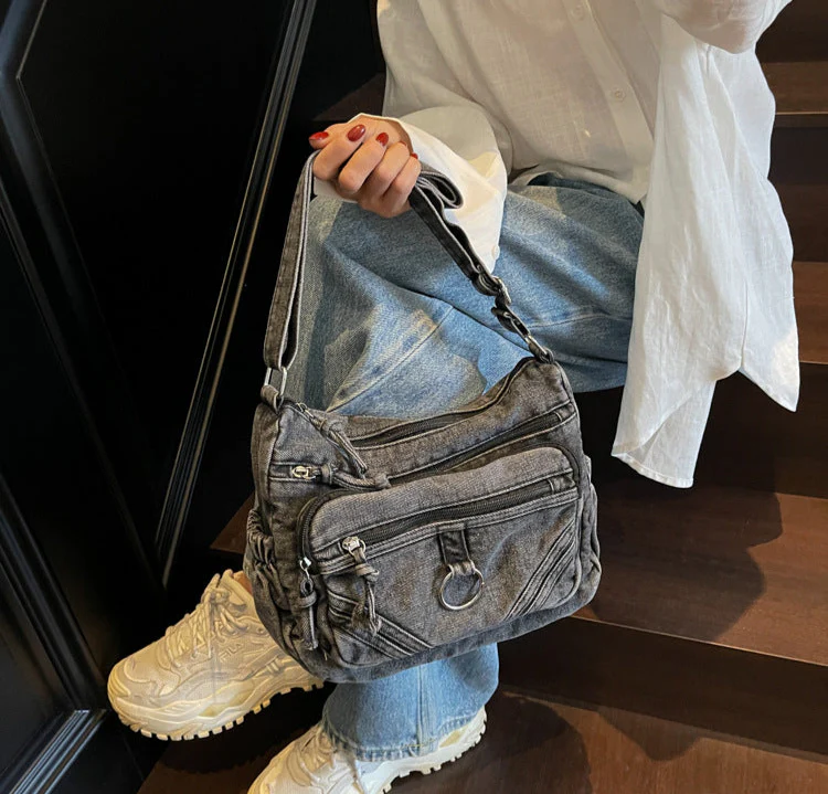 Black Denim Street Utility Bag - Image 2