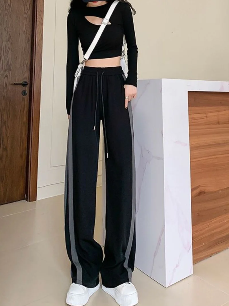 Black Varsity Striped Joggers - Image 3