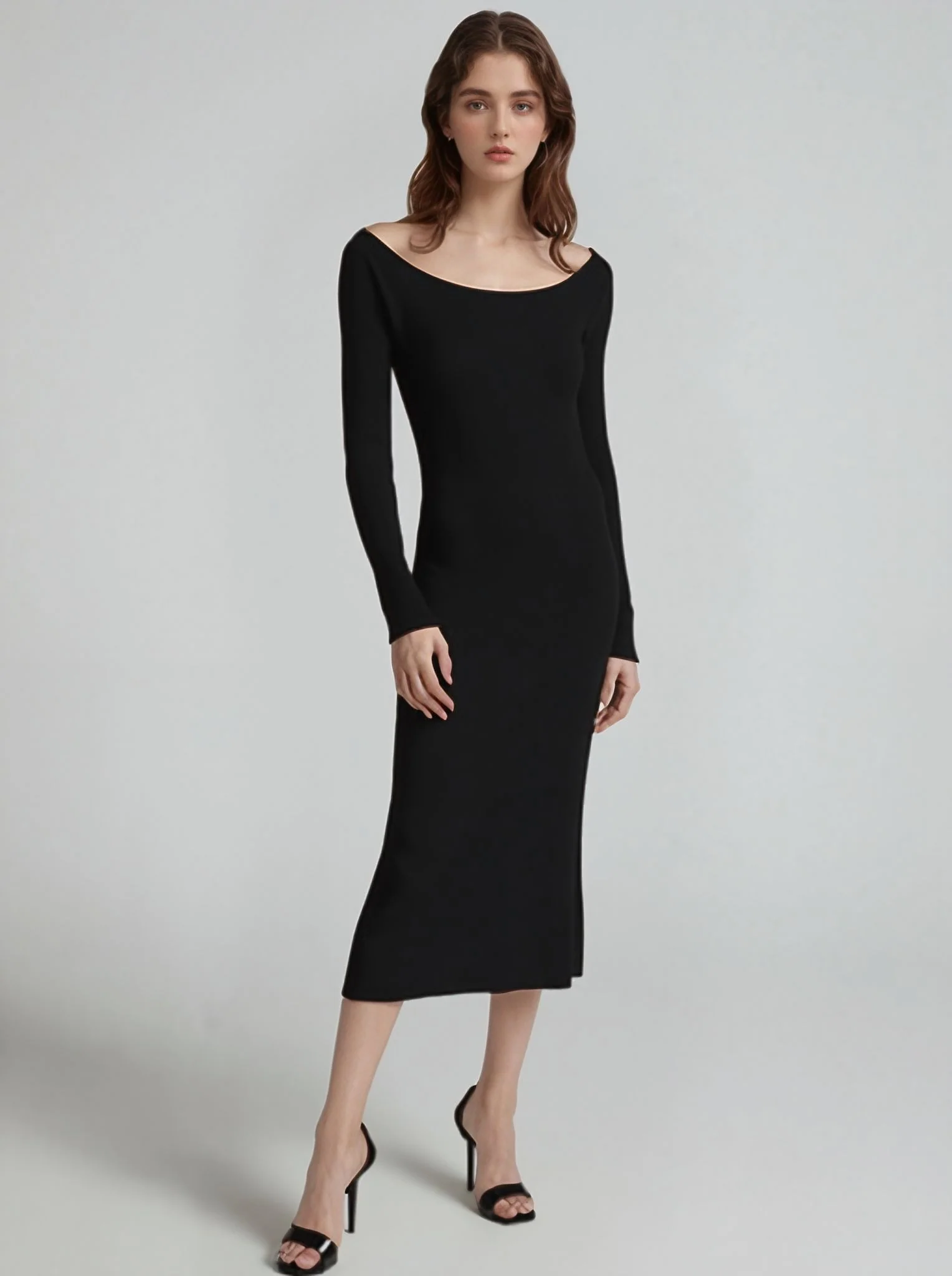 Black Full Sleeve Midi Dress