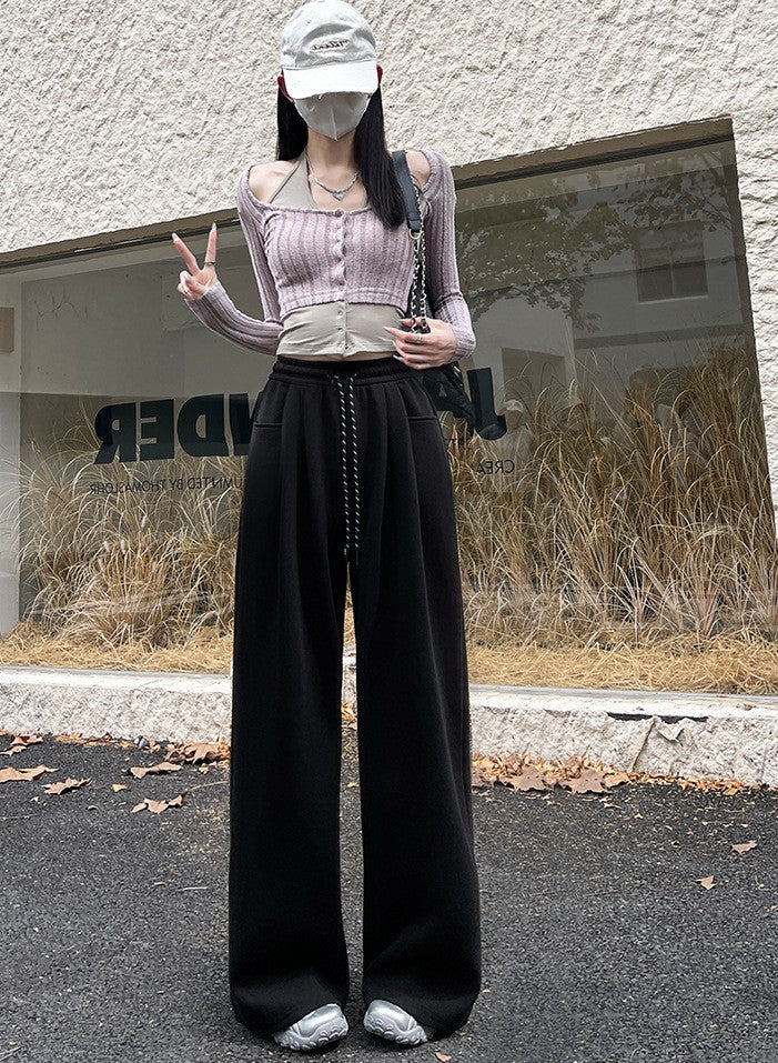 Black Elasticated Drawstring Baggy Fit Joggers - Image 2
