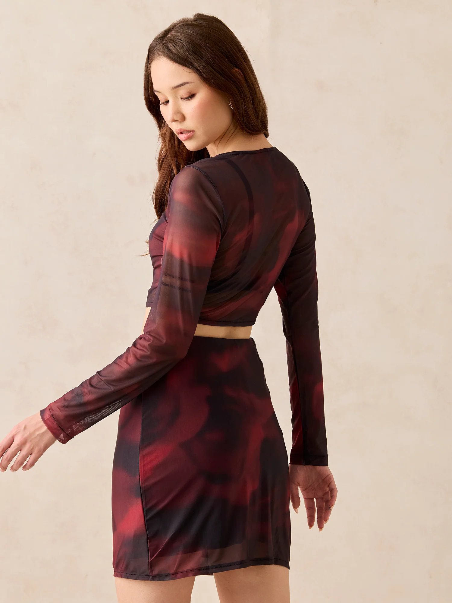 Black Fitted Top And Side Ruched Skirt  Coord Set - Image 2