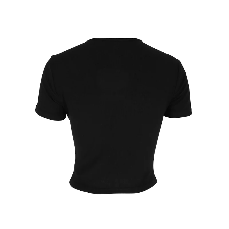 Black Front Cutout Fitted Top - Image 2