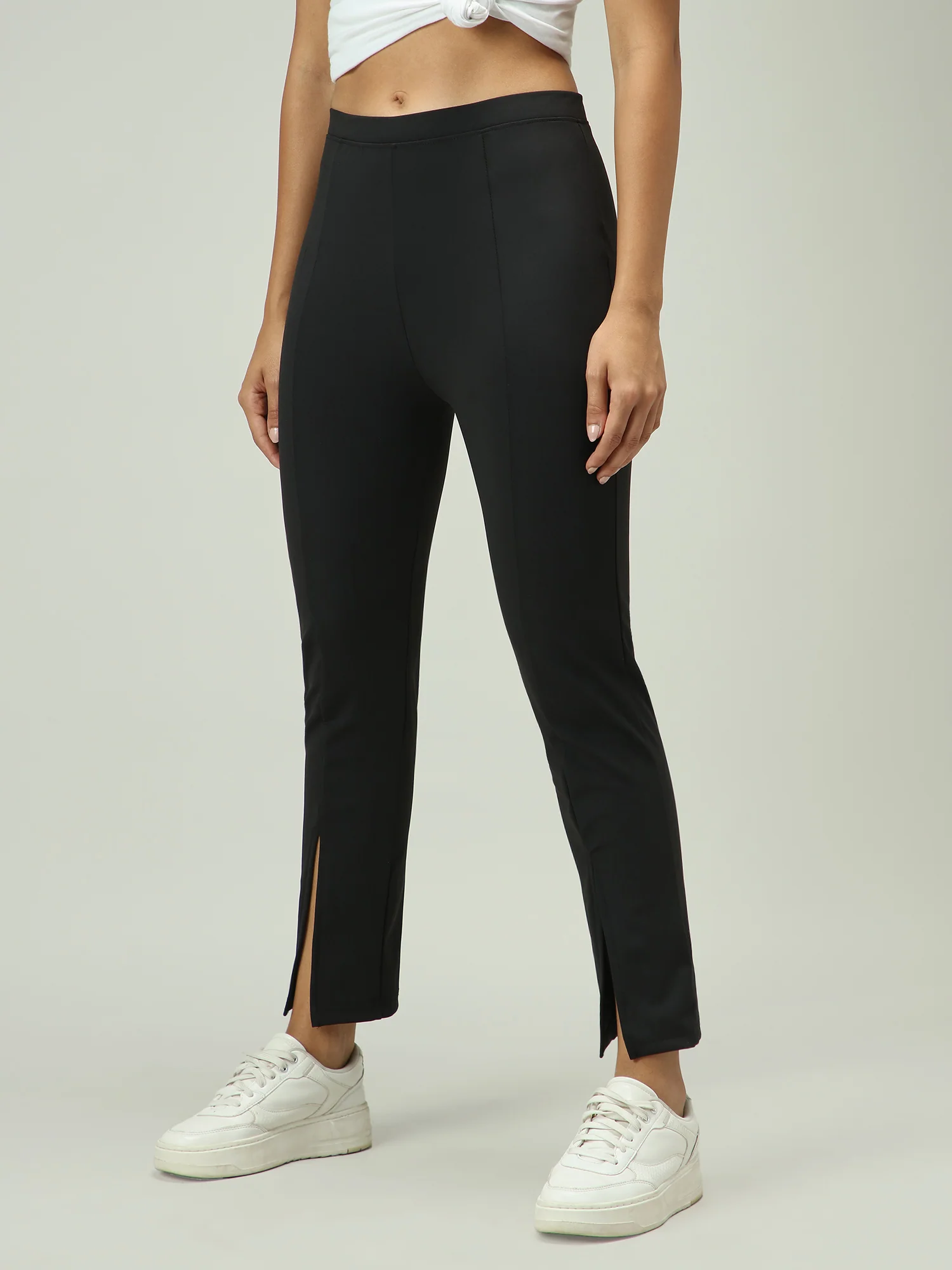 Black Front Slit Leggings - Image 5