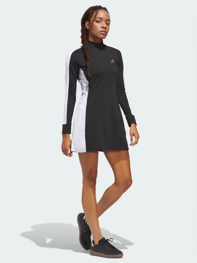 Black Full Panel Sleeve High Neck Dress - Image 2