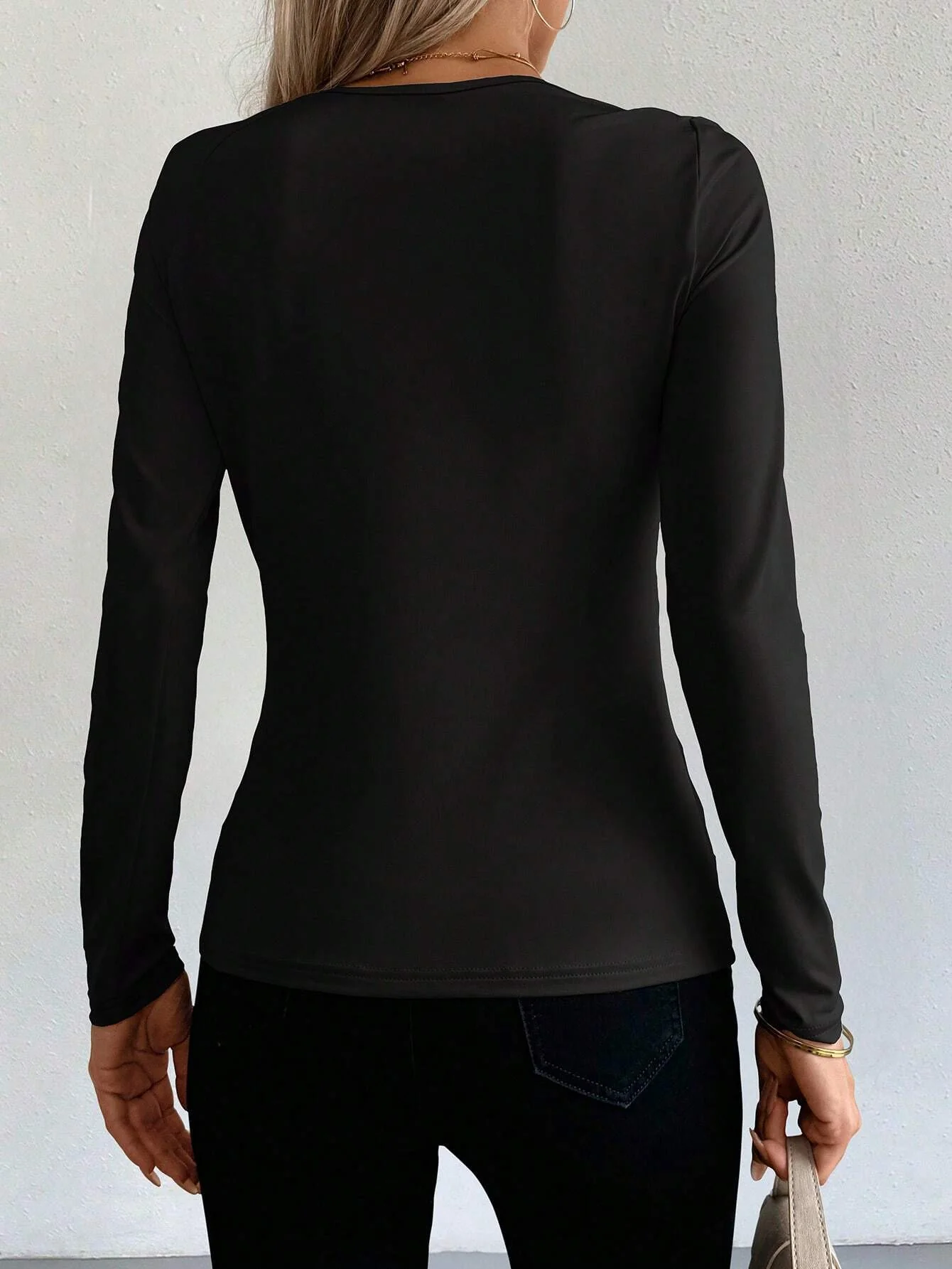 Black Full Sleeve Buckle Top - Image 2
