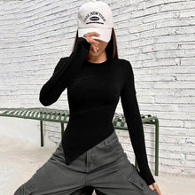Black Full Sleeve Fitted Top With Asymmetric Top - Image 7