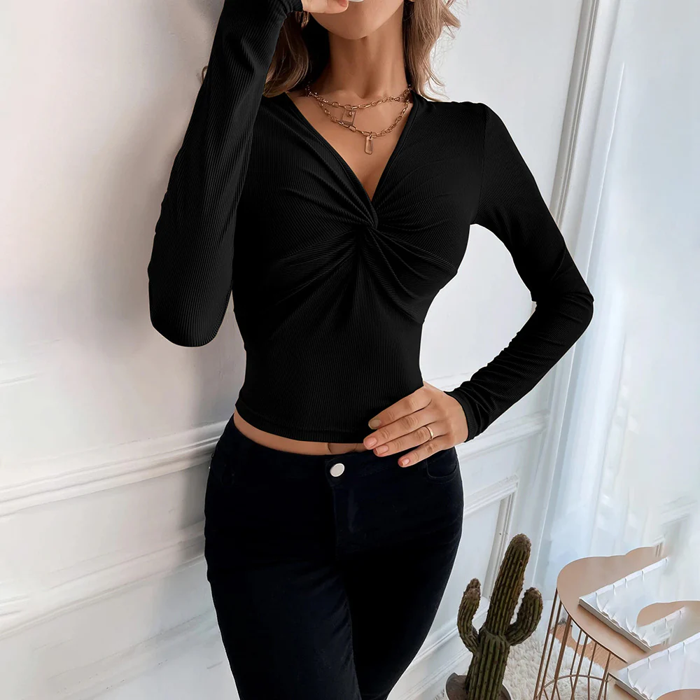 Black Full Sleeve Front Twisted Top - Image 3