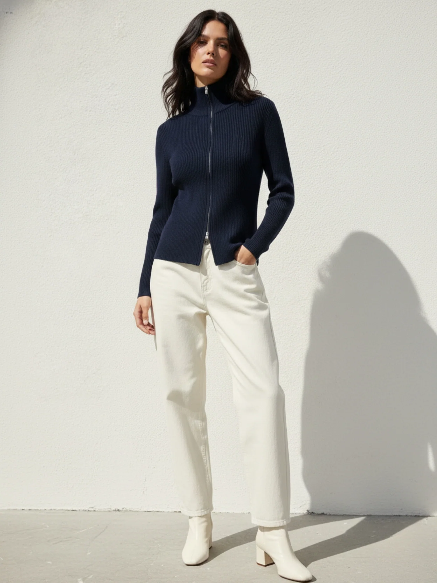 Black Full Sleeve Front Zip Top - Image 2