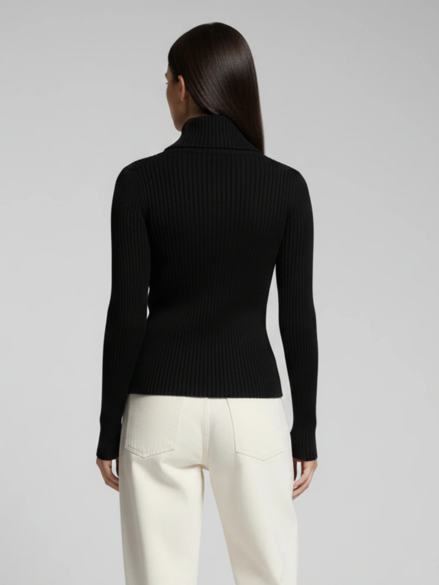 Black Full Sleeve Half Zipped Sweatshirt - Image 4