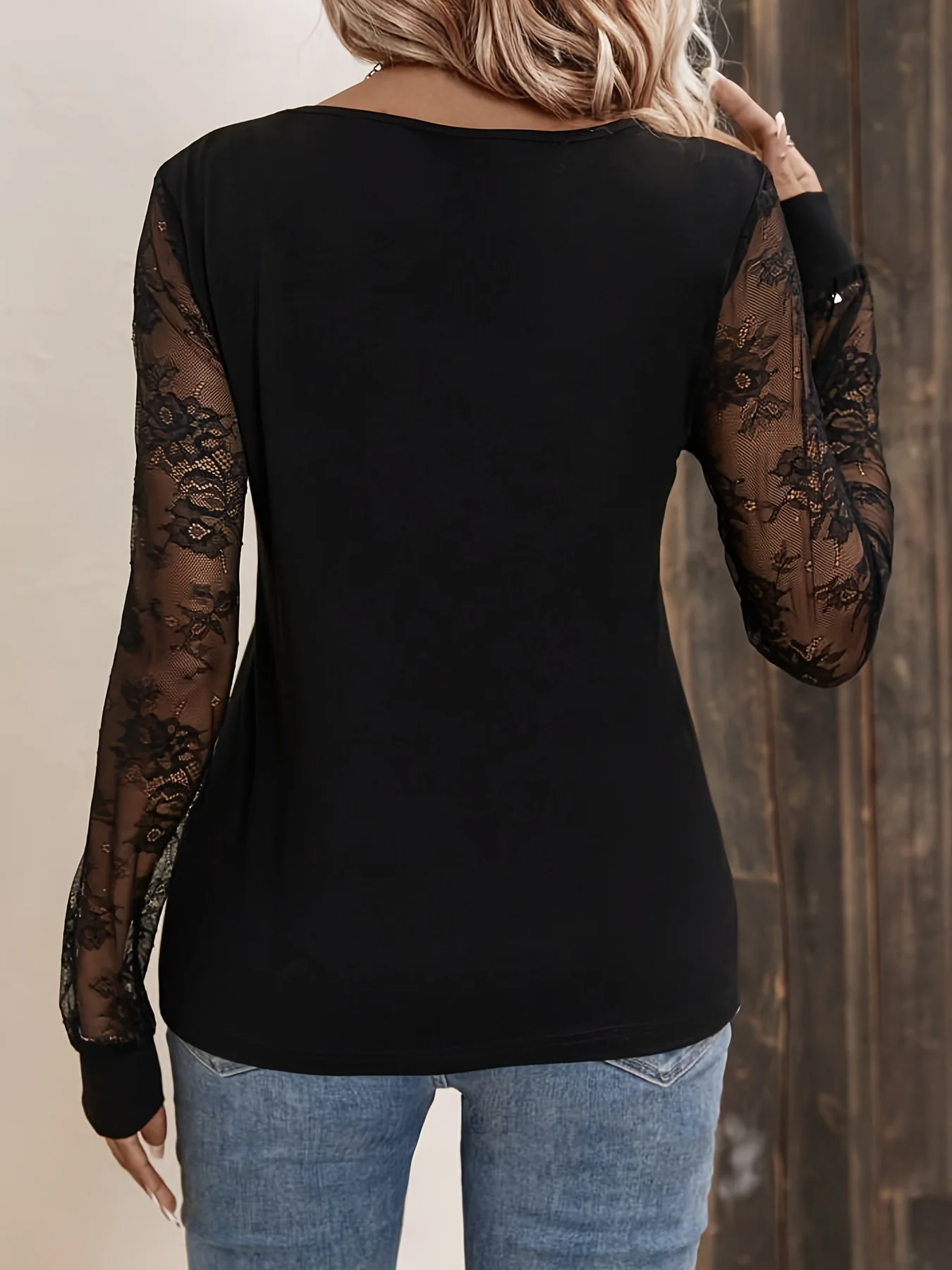 Black Full Sleeve Mesh Top - Image 2