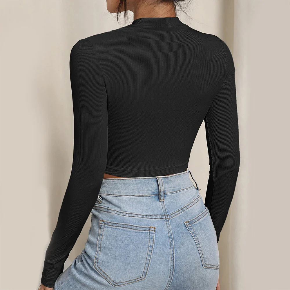 Black Full Sleeve Neck Cut-Out Tip - Image 2