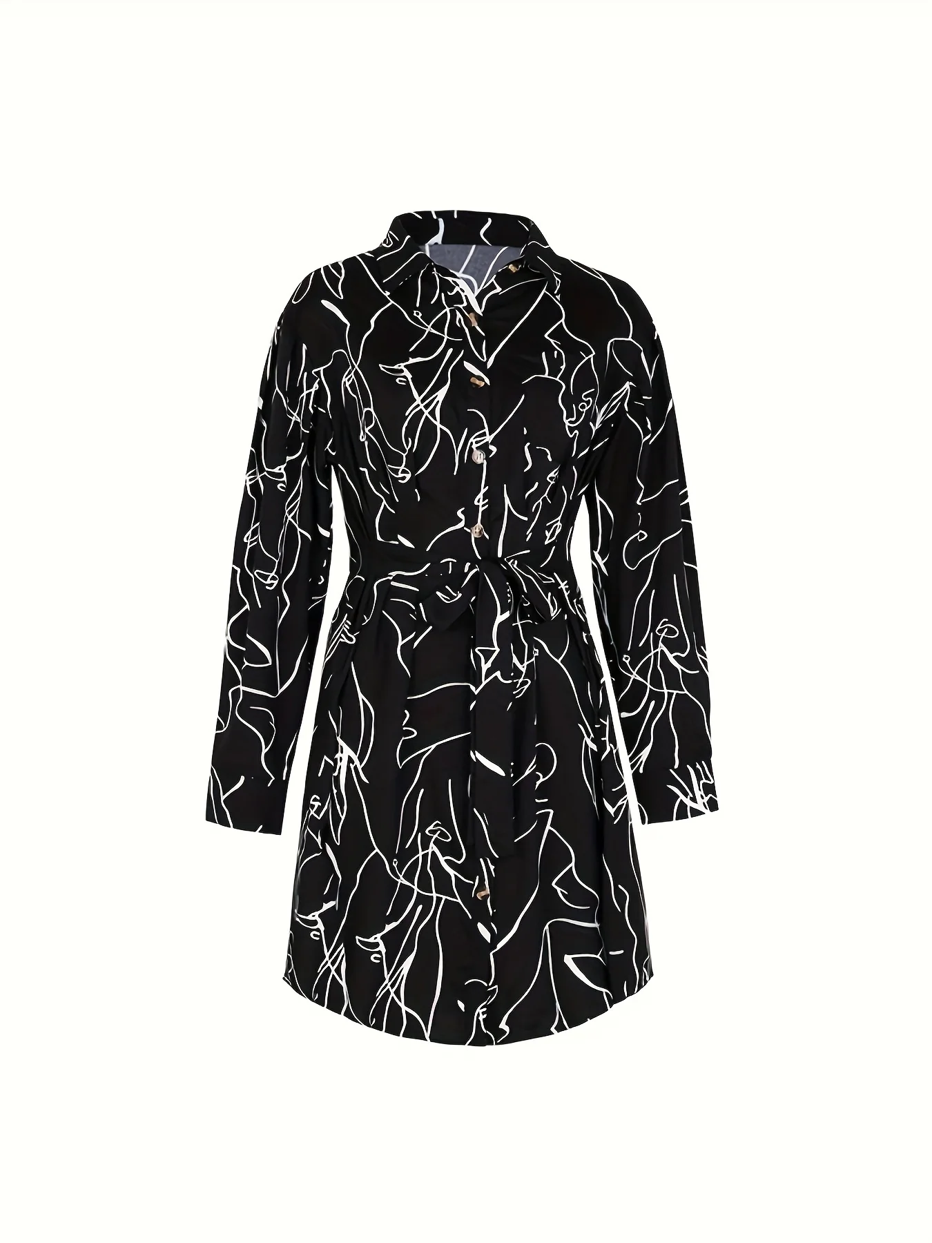 Black Geometric Printed Dress - Image 2