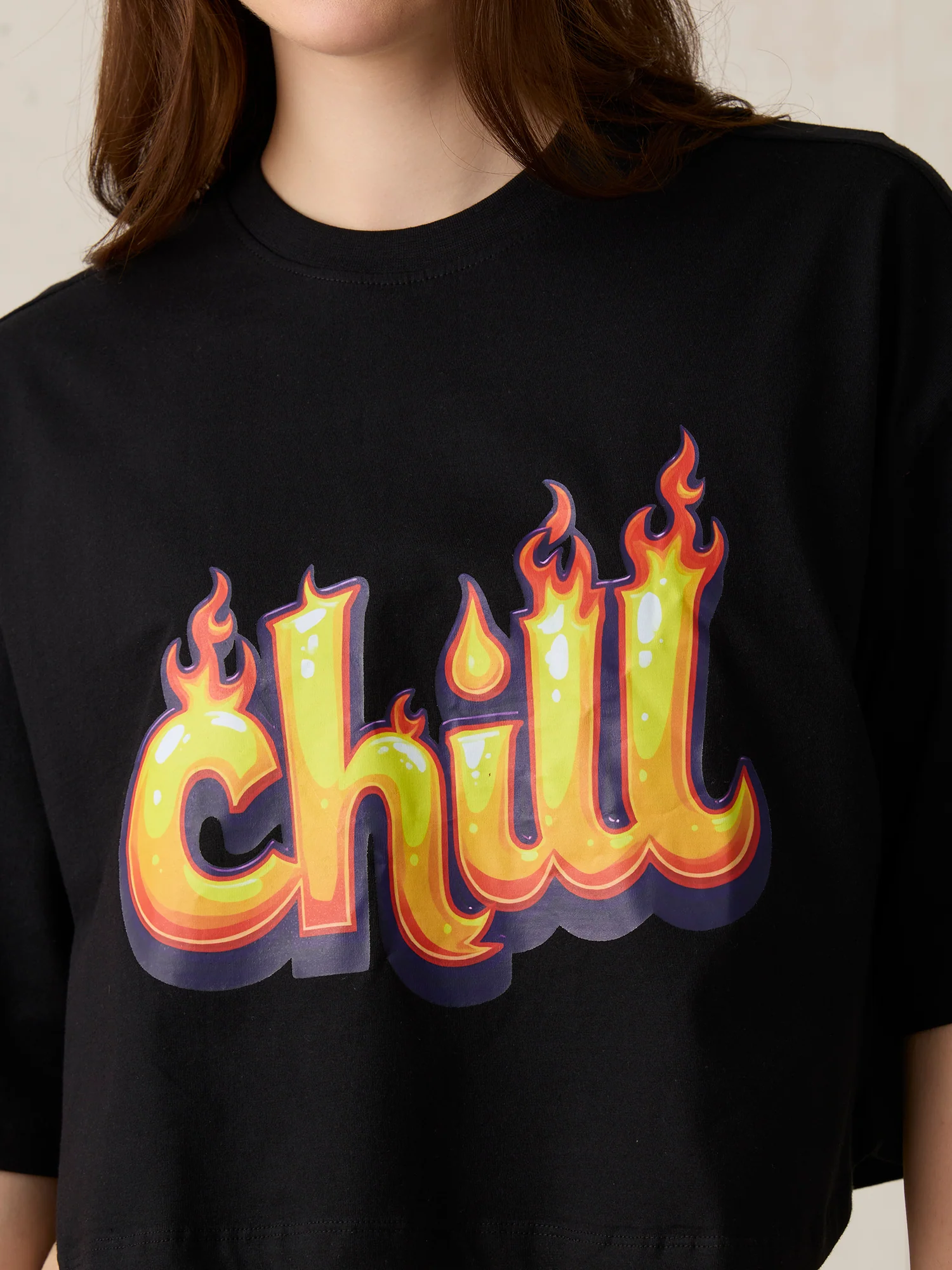 Black Graphic Cropped Boxy T-Shirt - Image 6