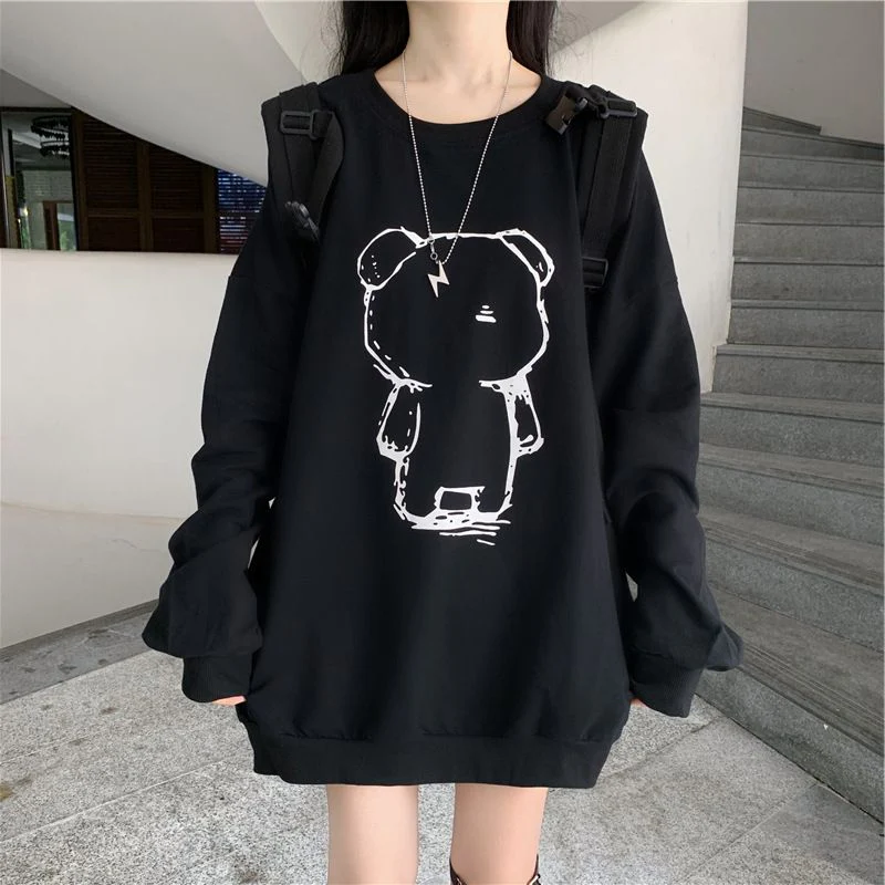 Black Graphic Printed Oversized Sweatshirt - Image 4