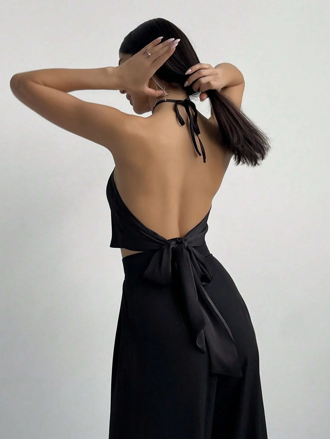 Black Halter Neck Buckle Attached Top - Image 6