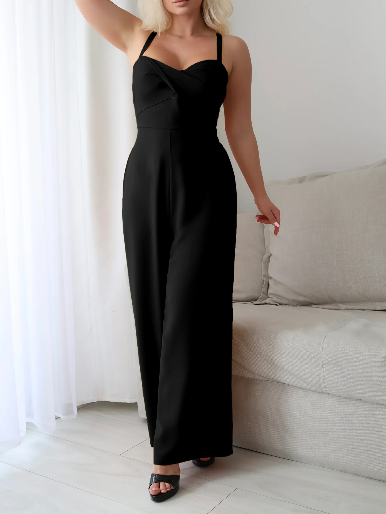 Black Sweetheart Neck Jumpsuit - Image 2