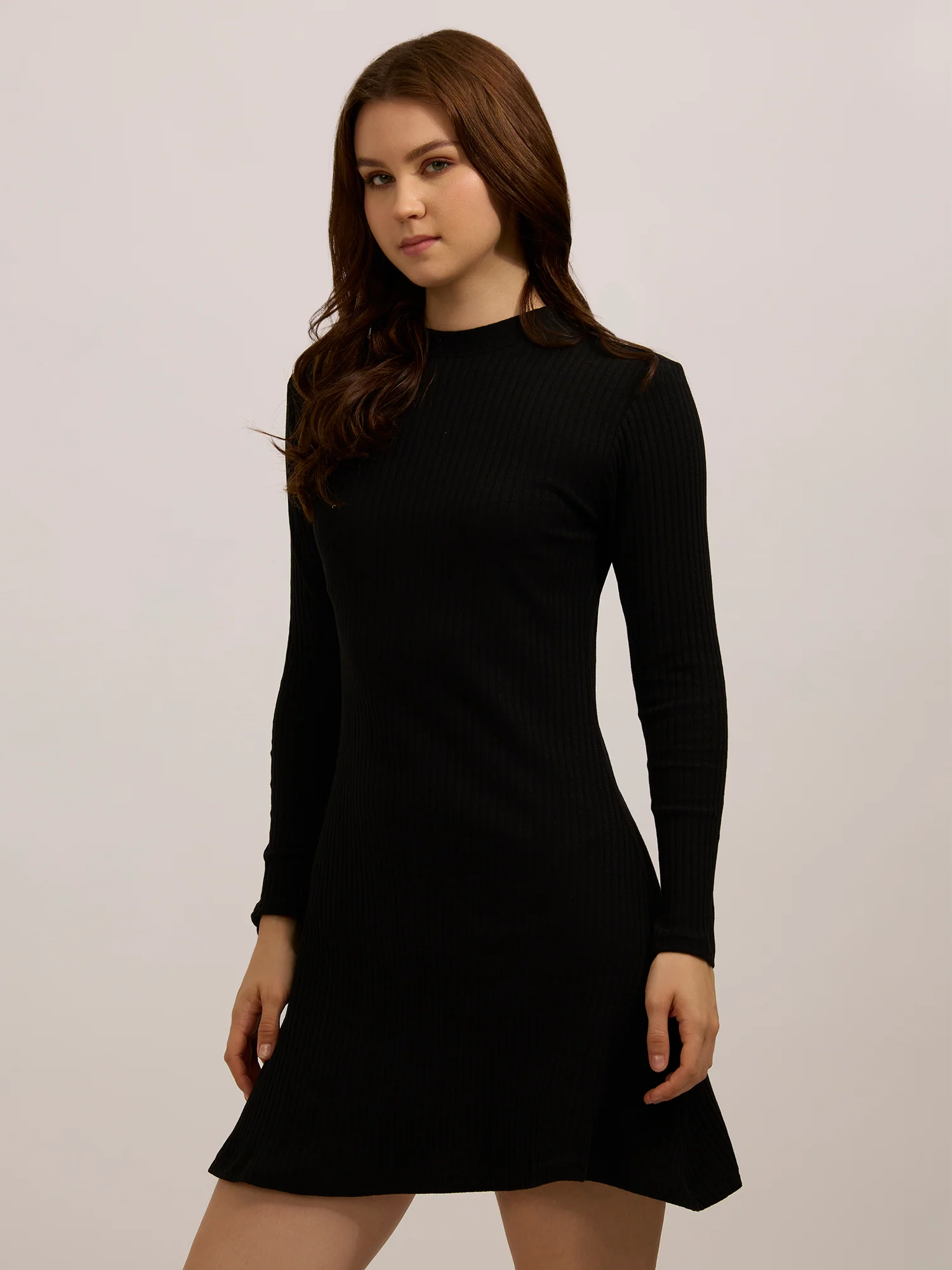 Black High Neck Skater Dress - Image 8