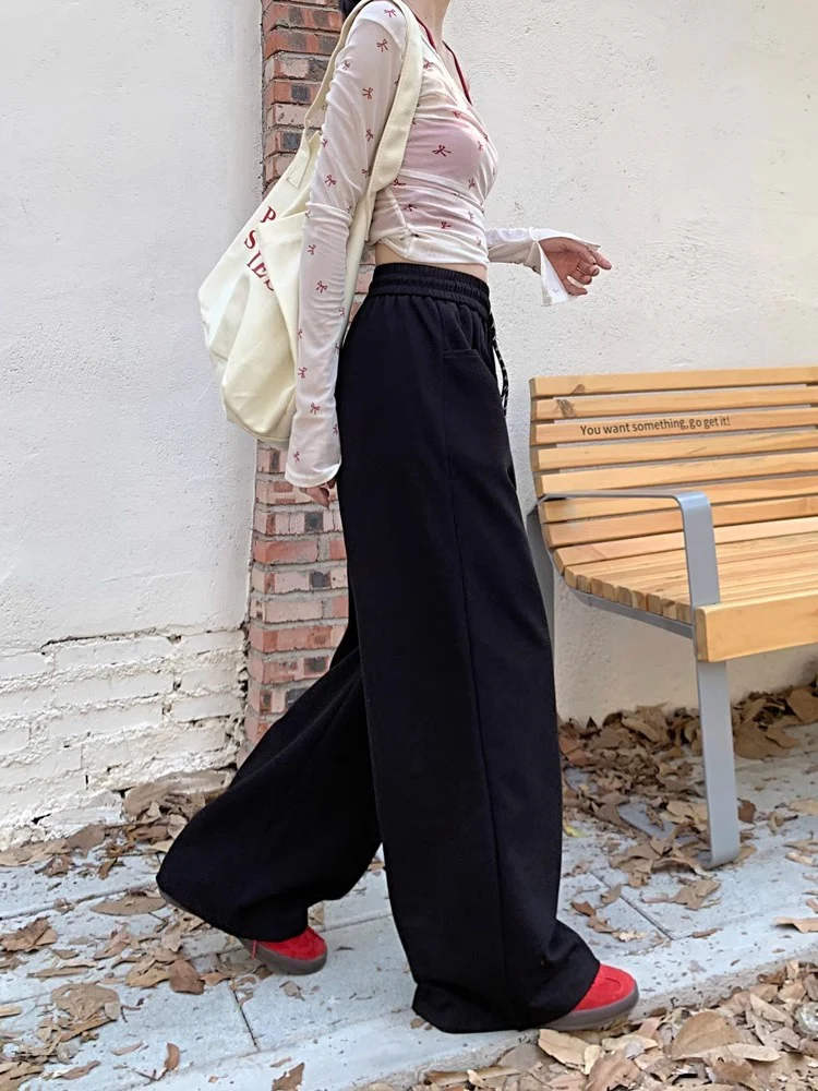 Black High Waist Attached Drawstring Pant - Image 5