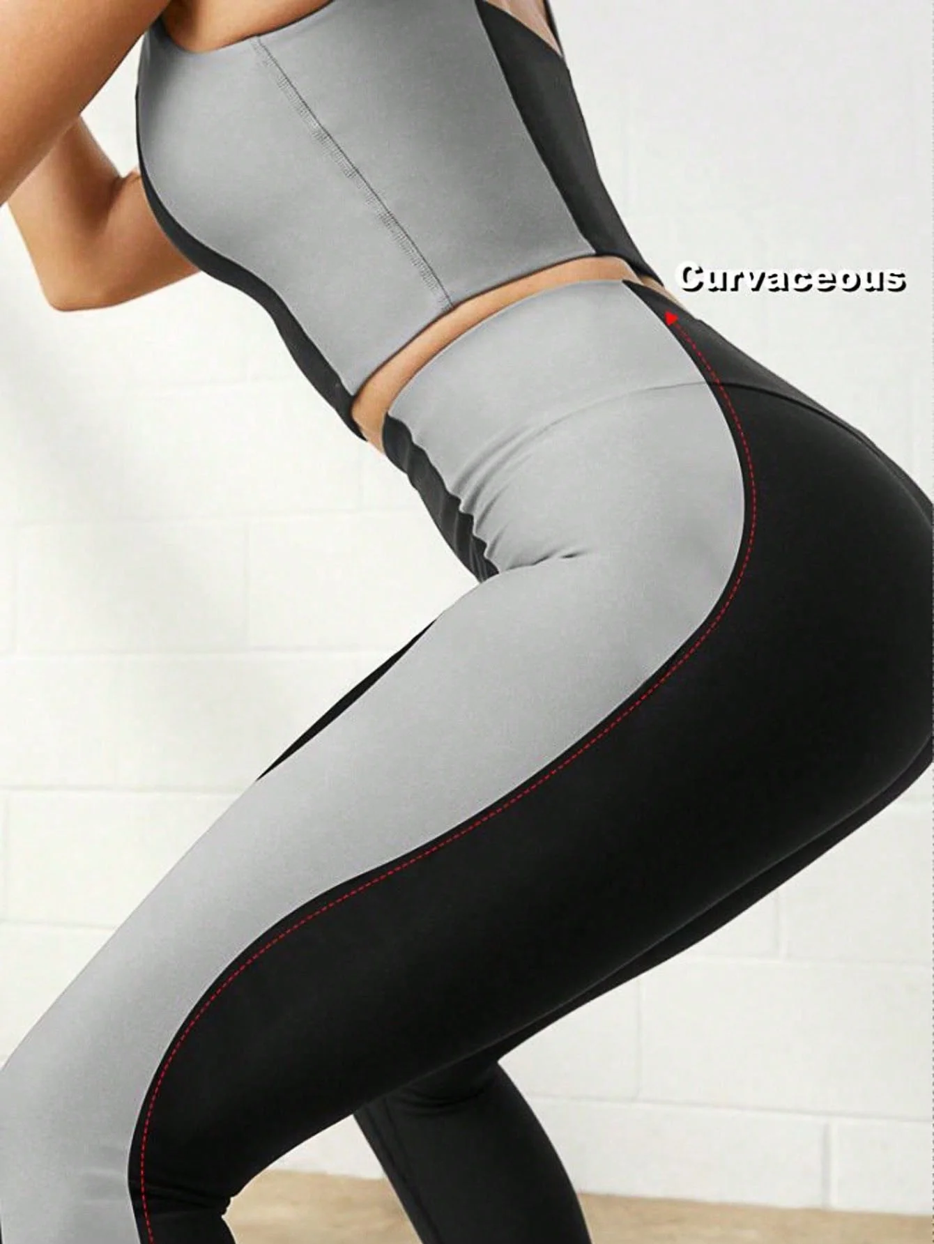 Black High Waist Side Colour Panel Leggings - Image 3