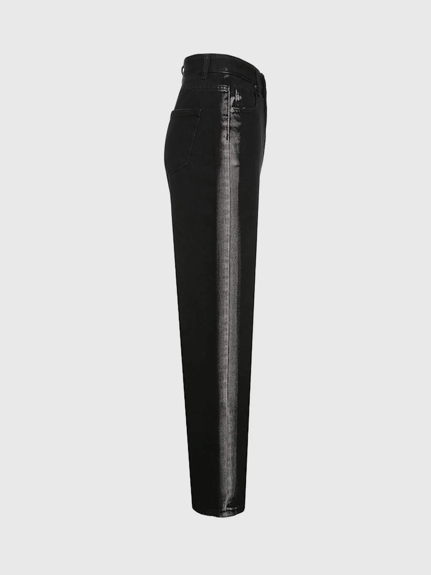 Black Dual Tone Washed Straight Denim - Image 4