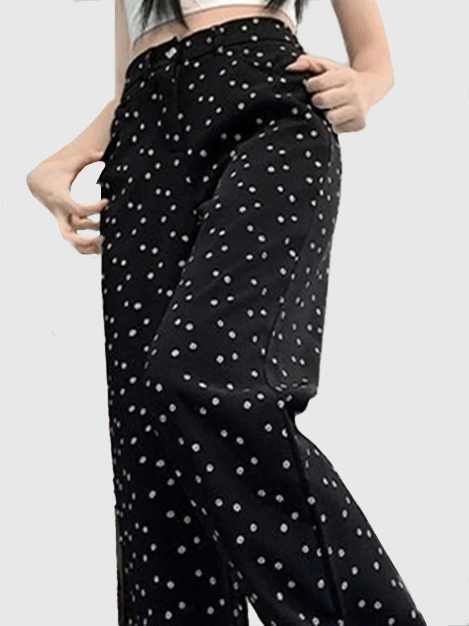 Black Floral Wide Fit Denim - Image 3