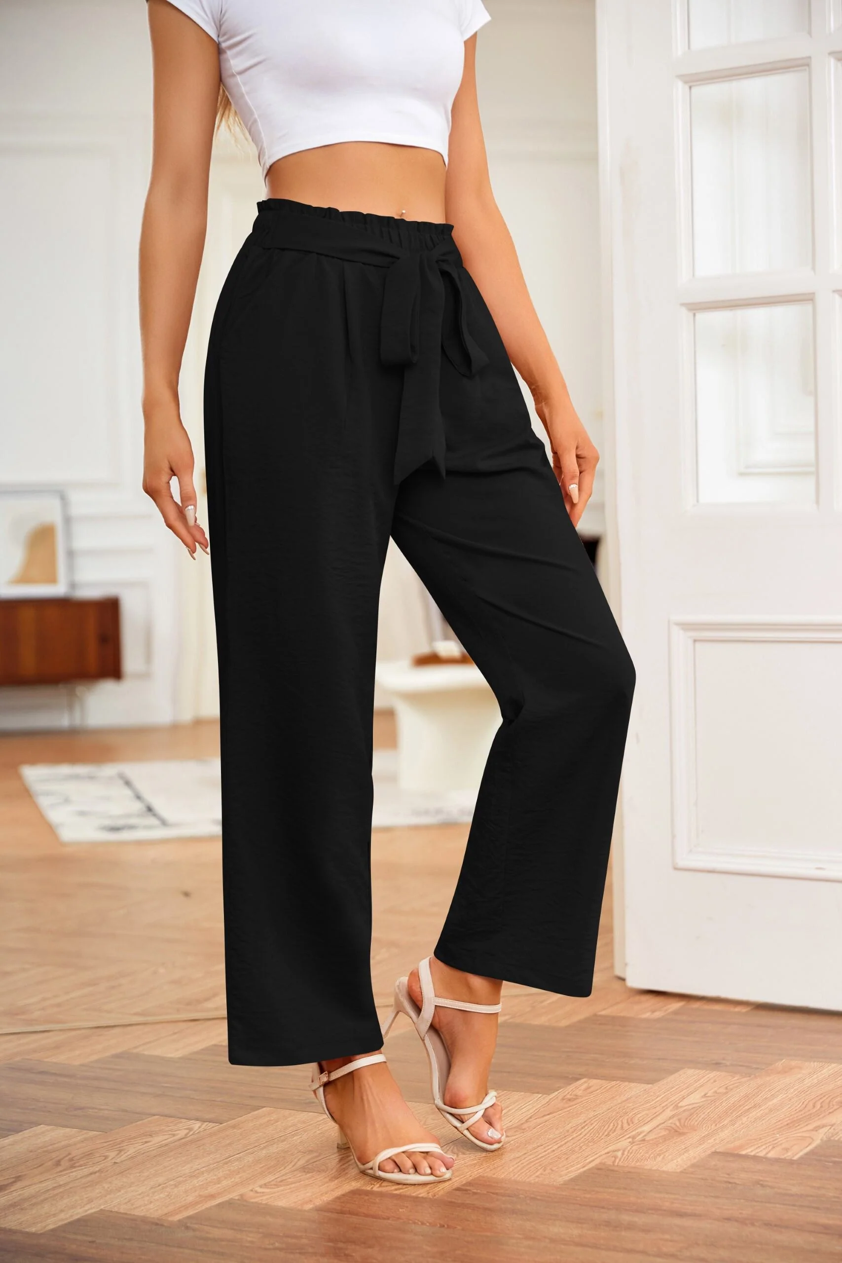 Black Knot Detail Elasticated Trouser - Image 3