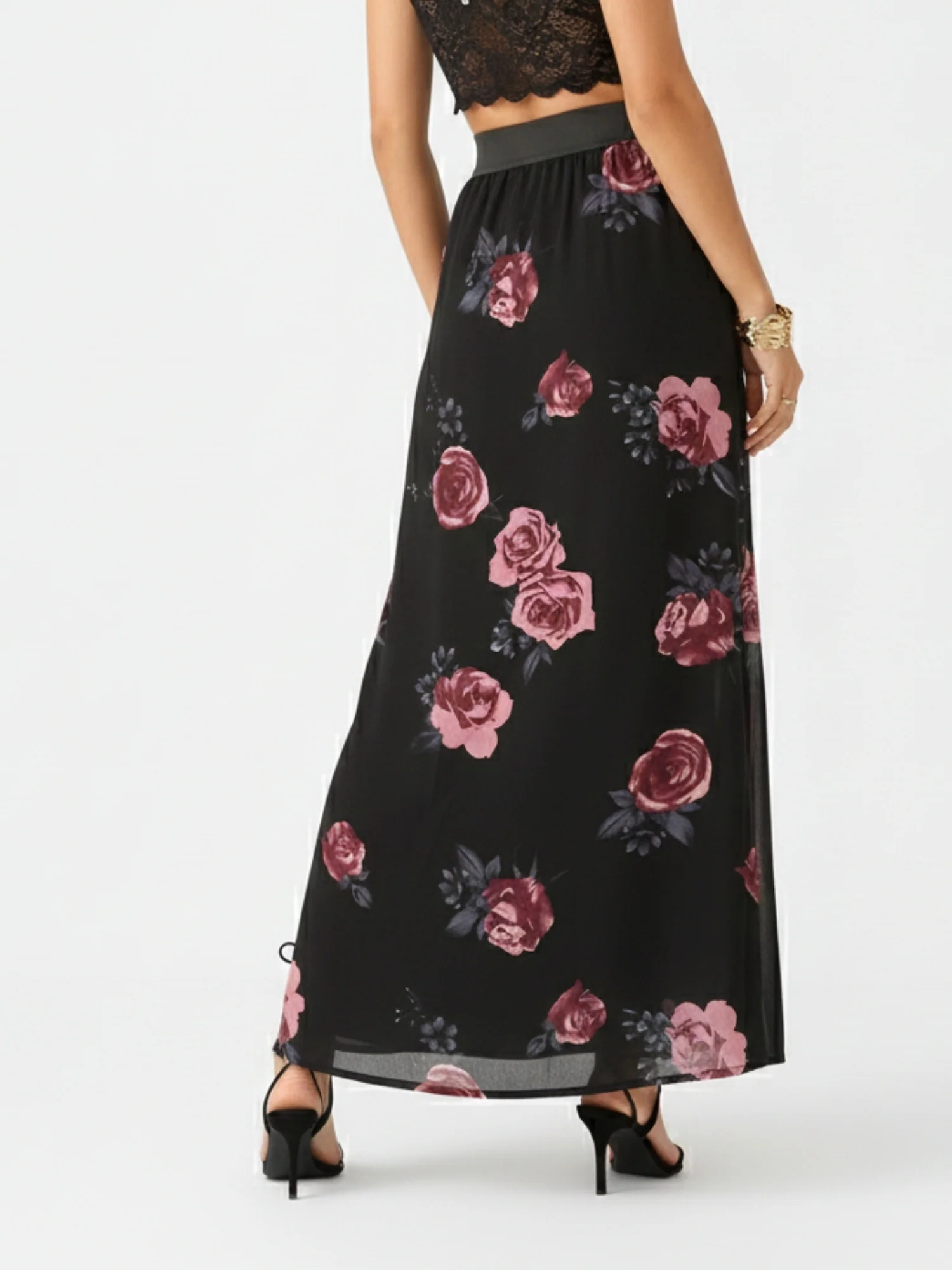 Black Floral Maxi Skirt - Image 5