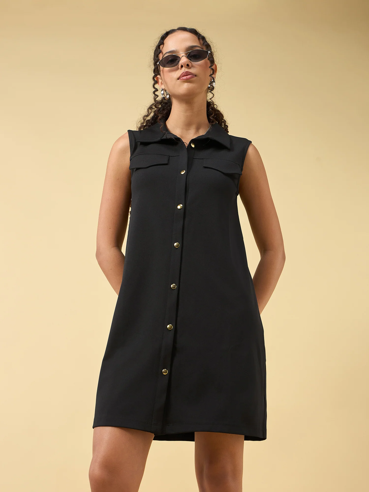 Black Mini Crepe Dress - Image 5