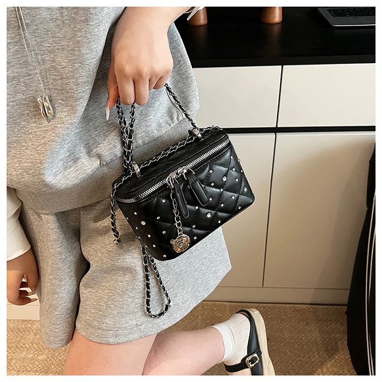 Black Mini Squarebox Handbag - Image 4