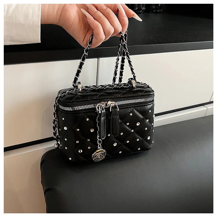 Black Mini Squarebox Handbag - Image 7