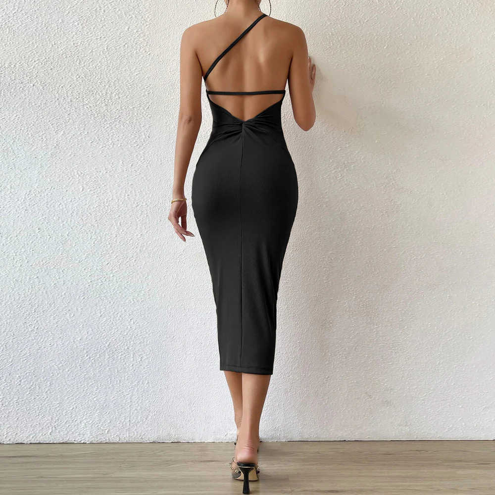 Black One Shoulder Back Detail Top - Image 2