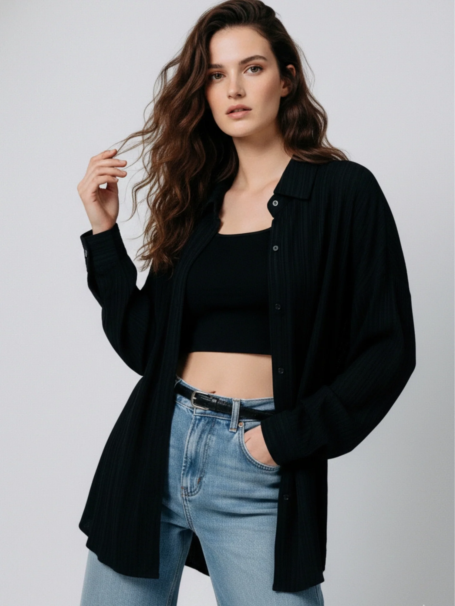 Black Over Sized Shirt - Image 2